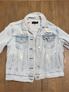 Kendall & Kylie Light Blue Distressed Denim Jacket
